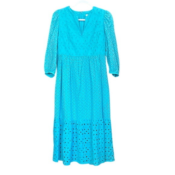 New Tyler Böe Isador Eyelet Midi Dress Women’s Size Small in Seaside Blue - Picture 1 of 14